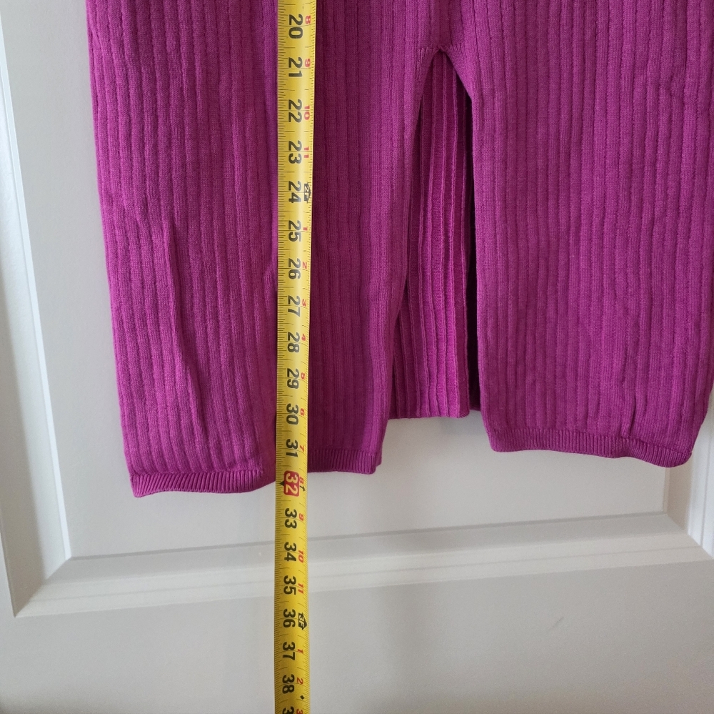 Free People Ribbed Sweater Midi Skirt Womens L Preppy Boho Pink Fuchsia - Picture 3 of 8